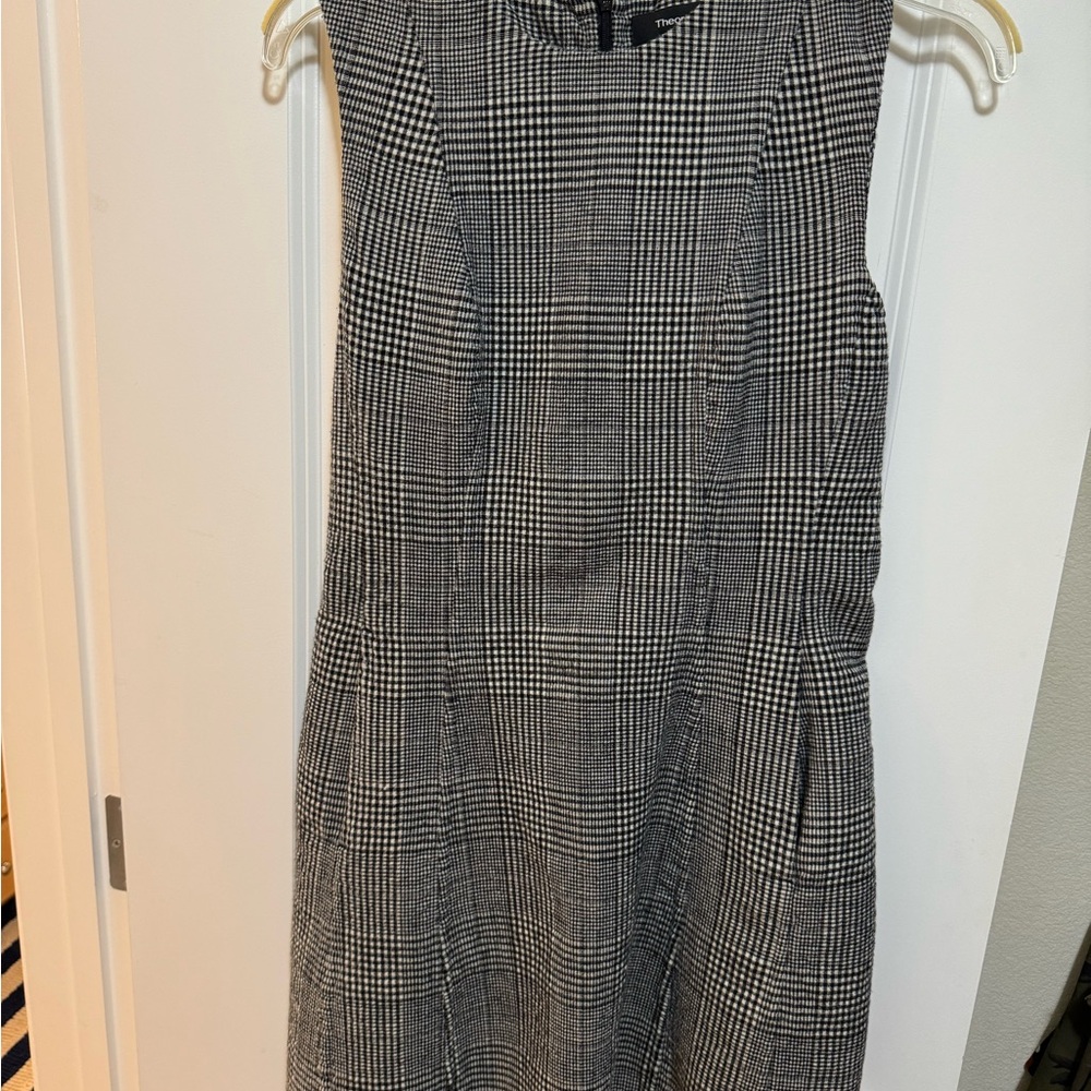 Theory Black and White Plaid Dress